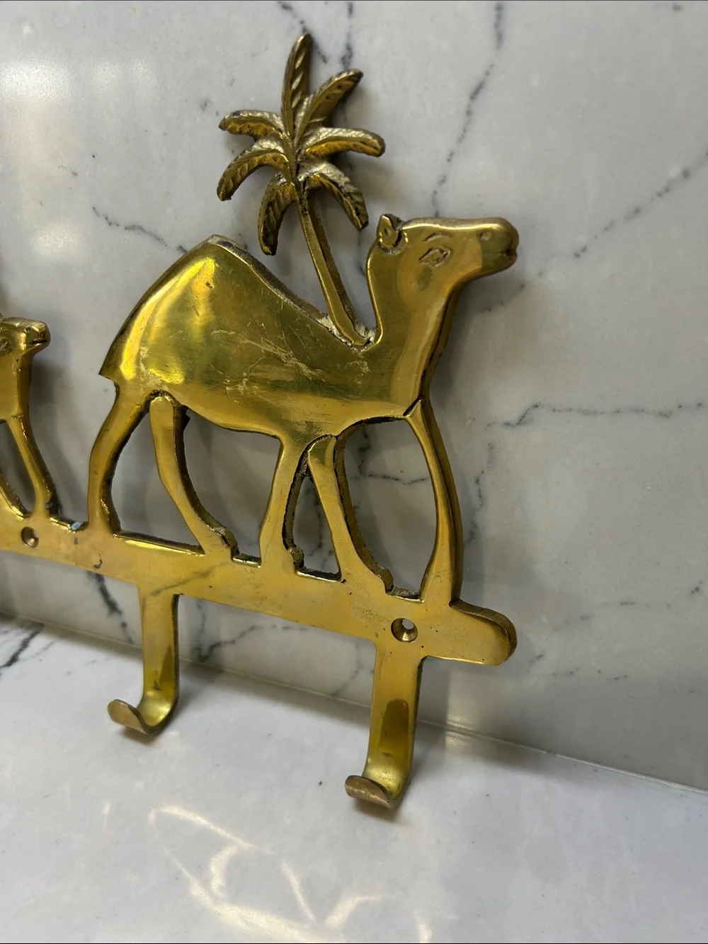 Brass Camel Wall Hook Rack - Gold Decorative Hooks